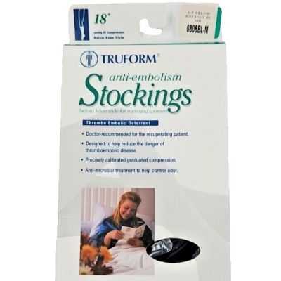 Truform Anti-Embolism Stockings Below The Knee Closed Toe: 18 mmHg M BLACK